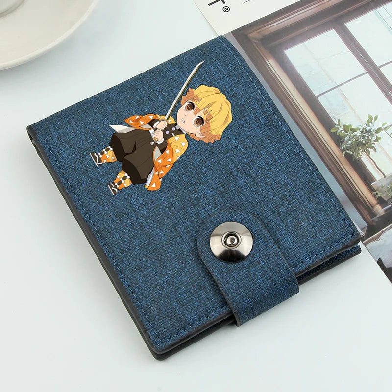 2024 Demon Slayer Anime Men Wallets Short Wallets Card Holder Simple Male Purse Coin Pocket Men Money Clips Causal Men Purses