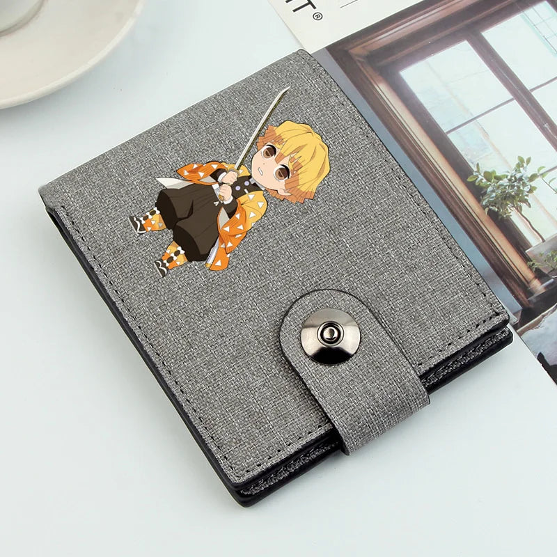 2024 Demon Slayer Anime Men Wallets Short Wallets Card Holder Simple Male Purse Coin Pocket Men Money Clips Causal Men Purses