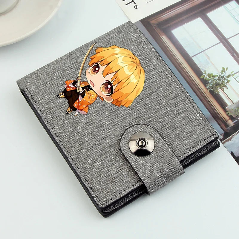 2024 Demon Slayer Anime Men Wallets Short Wallets Card Holder Simple Male Purse Coin Pocket Men Money Clips Causal Men Purses