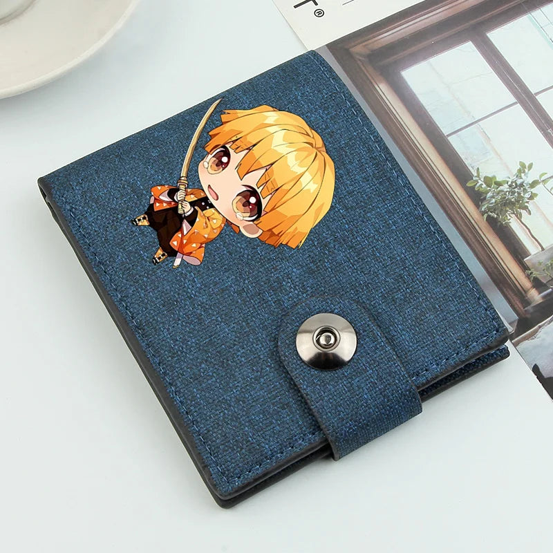 2024 Demon Slayer Anime Men Wallets Short Wallets Card Holder Simple Male Purse Coin Pocket Men Money Clips Causal Men Purses