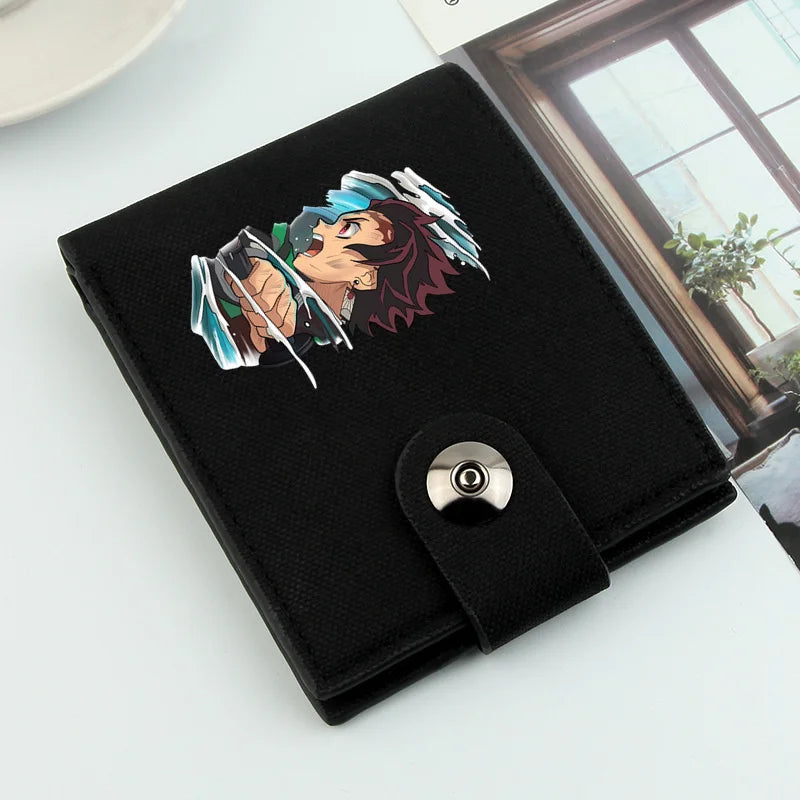 2024 Demon Slayer Anime Men Wallets Short Wallets Card Holder Simple Male Purse Coin Pocket Men Money Clips Causal Men Purses