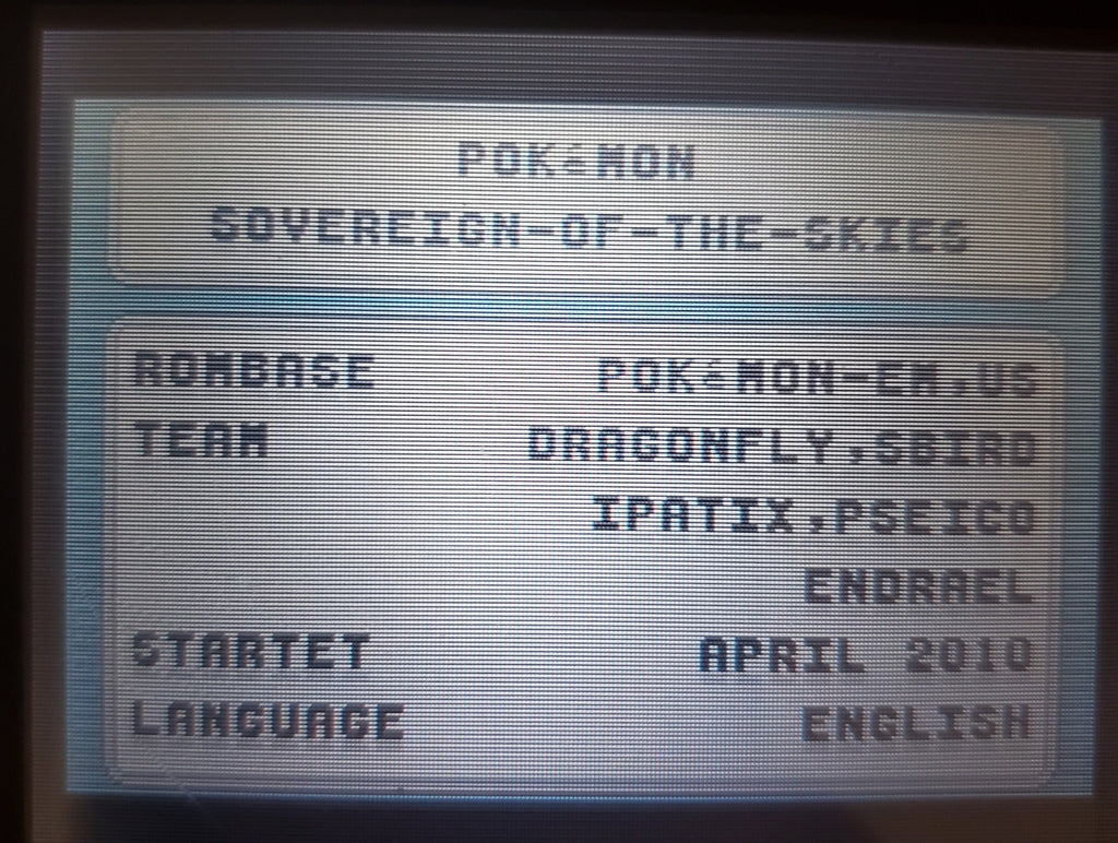Pokemon Sovereign of the Skies GBA ROM Hack Video Game Gameboy Advance