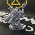 Battlemage Matija (Male Human Sorcerer) - With Hood & Helmet / Grimoire With Spell / Sword