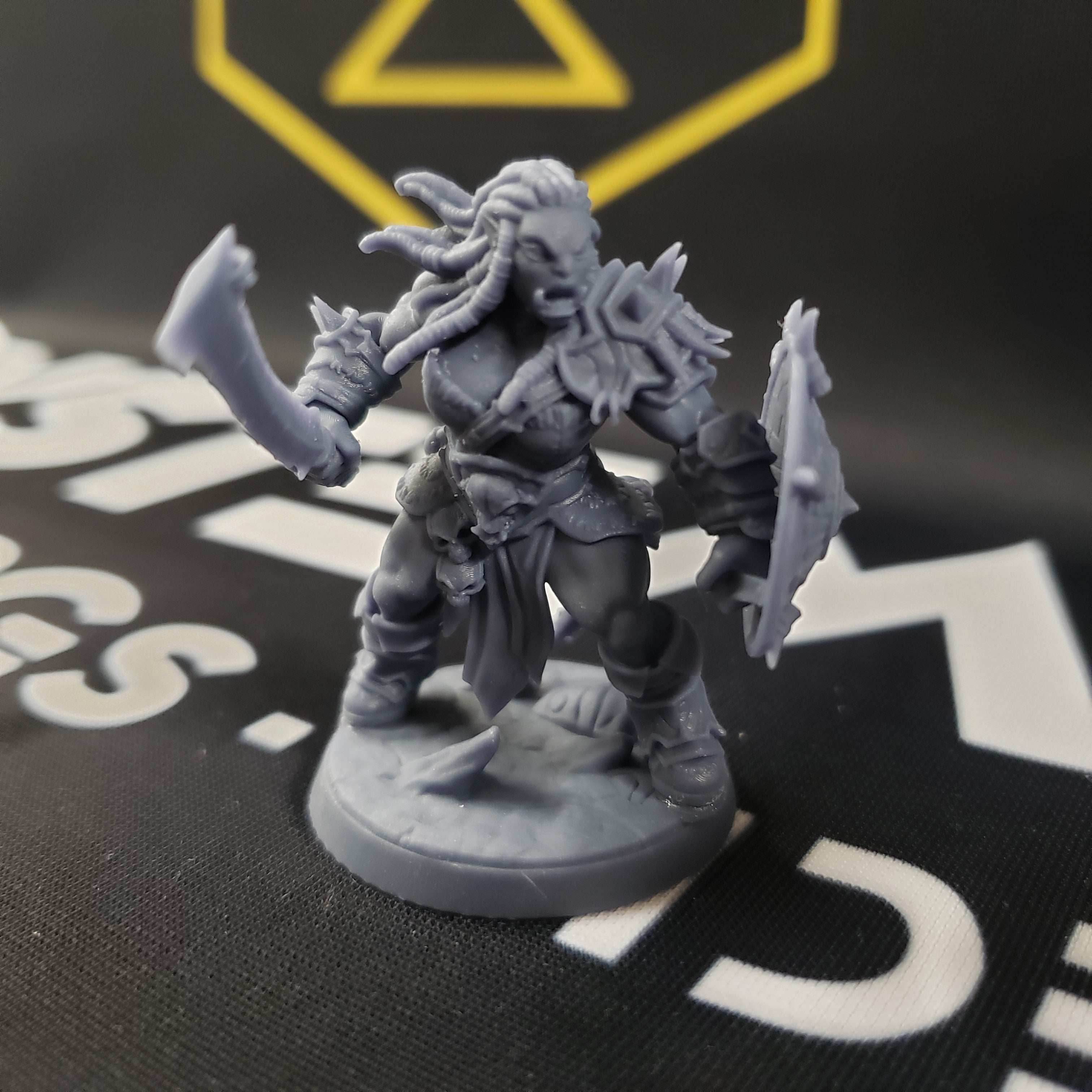 Blackcrag Mountain Orc - Sculpt Option D (Female Orc Barbarian) - With Hair / Bow / Sword