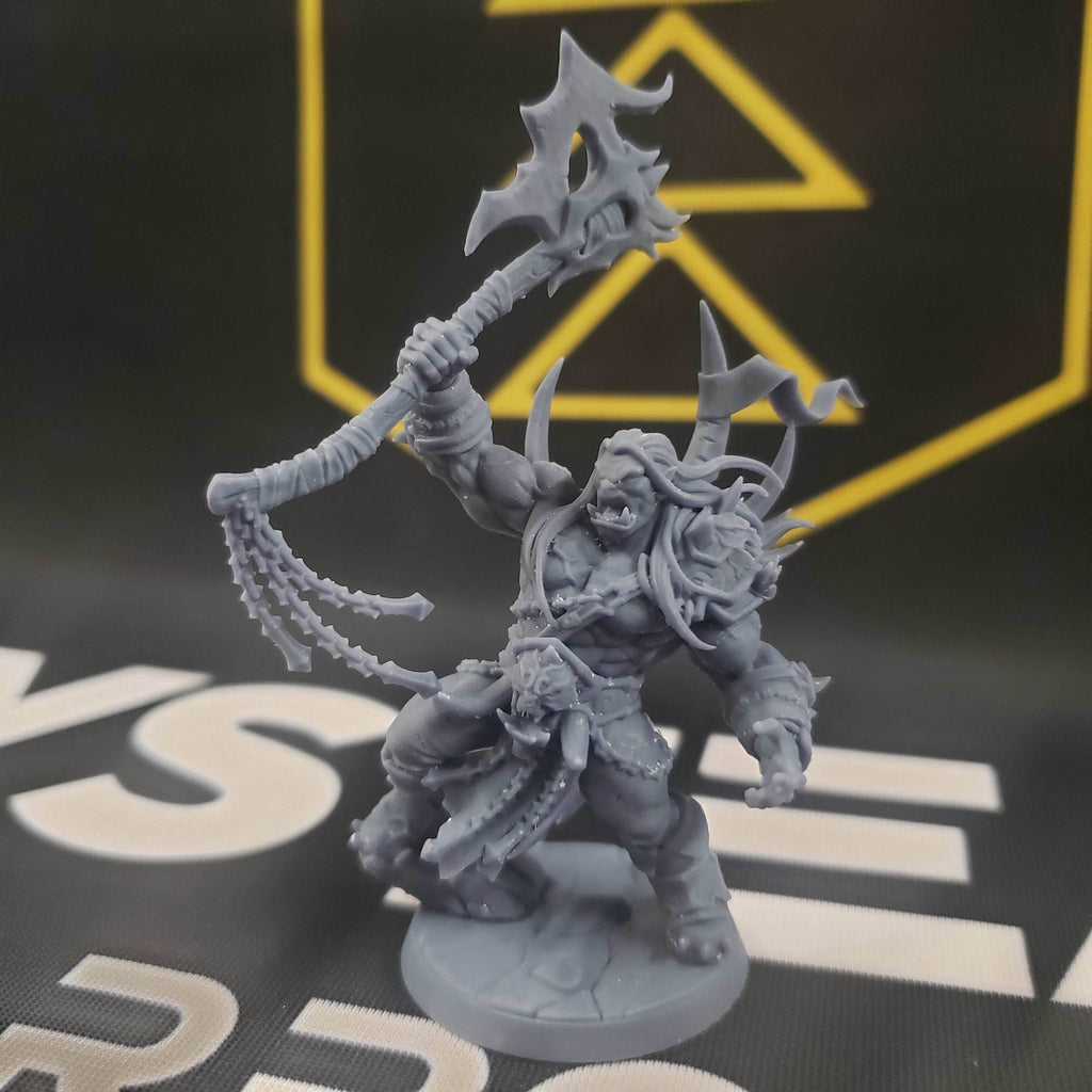 Throgar, the Chainbreaker King (Male Orc Barbarian Hero) - Empty (Beholding?) / Big Ol' Axe