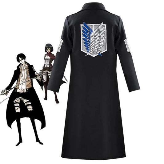 2025 New Anime Attack on Titan Cosplay Cloak Shingeki no Kyojin Rivaille Mikasa Eren Jacket Long Trench Coat Halloween C AA