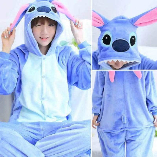 Adults Onesie Zip Up Animal Pajamas One Piece Sleepwear - Blue History / S