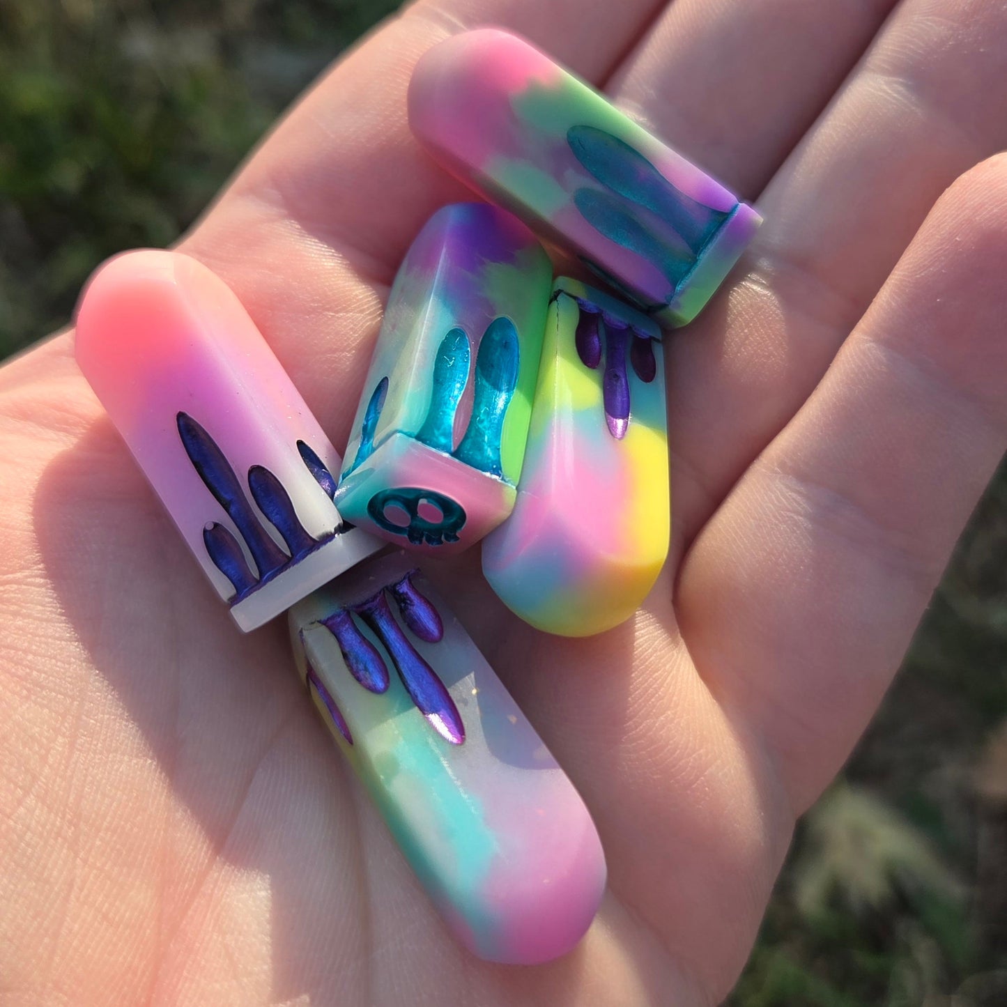 Poisoner's Vial Alternative Shaped Functional TTRPG Handmade Resin D4 Gaming Dice