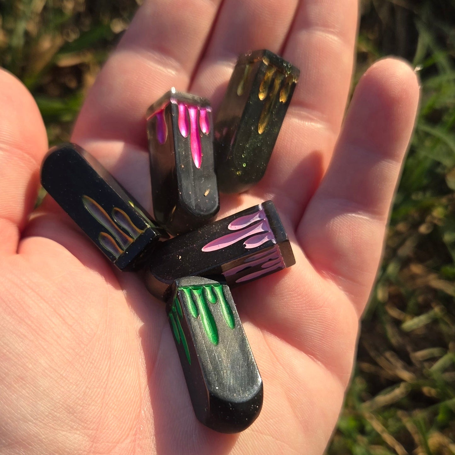 Poisoner's Vial Alternative Shaped Functional TTRPG Handmade Resin D4 Gaming Dice