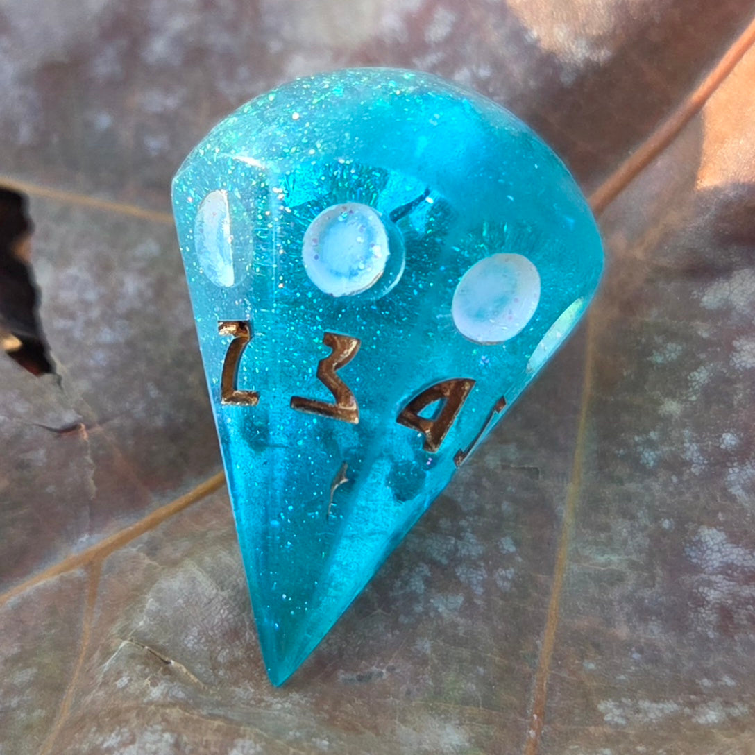 'It's Just a Phase' Moon Phase D8 Alternative Shaped Orb TTRPG Handmade Resin Polyhedral Gaming Dice