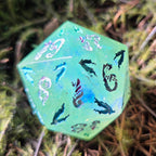 'Spring Fling' OOAK Handmade Resin Rainbow Mylar 30mm D20 Chonky Boi Polyhedral Gaming Dice TTRPG