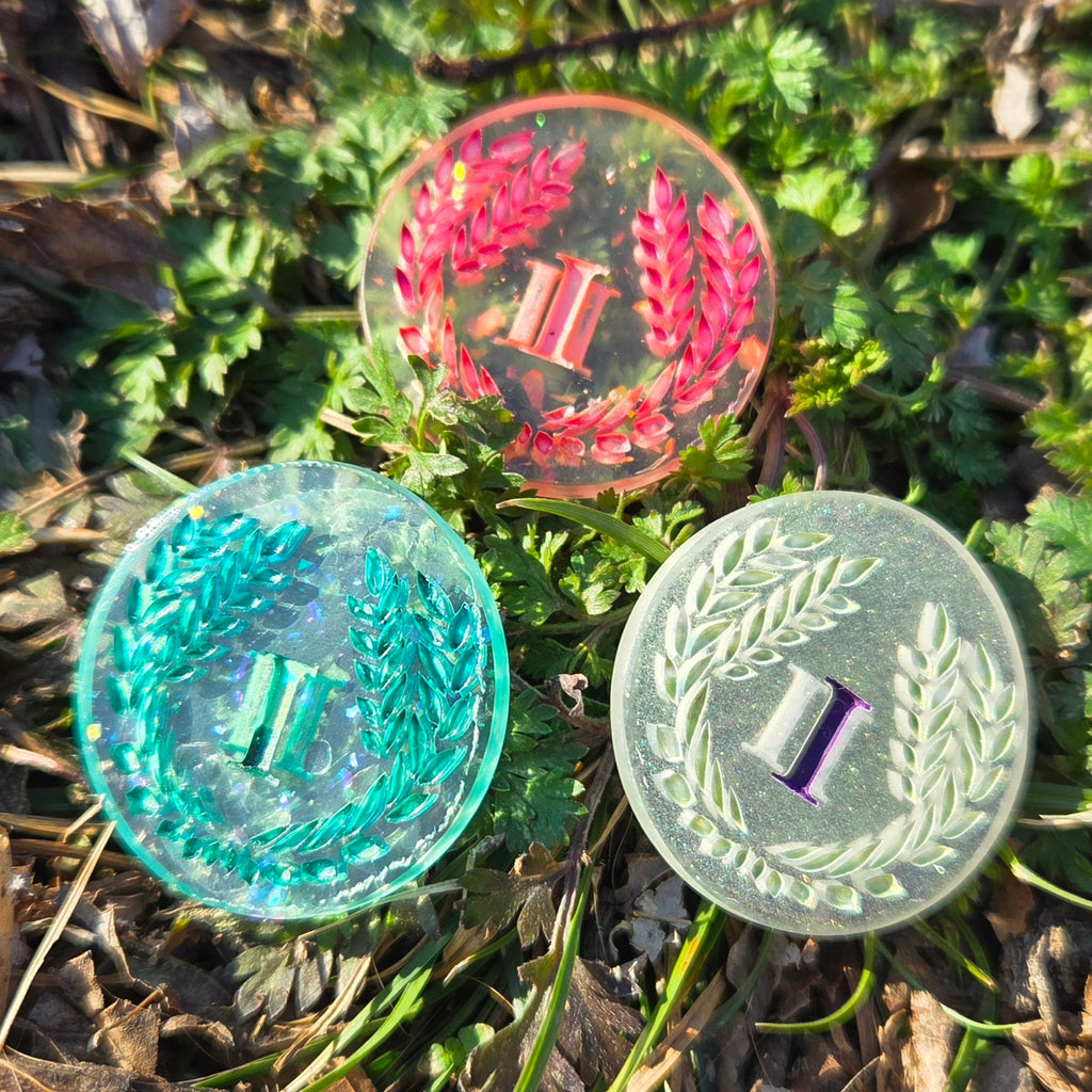 'In My Roman Era' Individual Roman Numeral Handmade Resin D2 Gaming TTRPG Chance Flip
