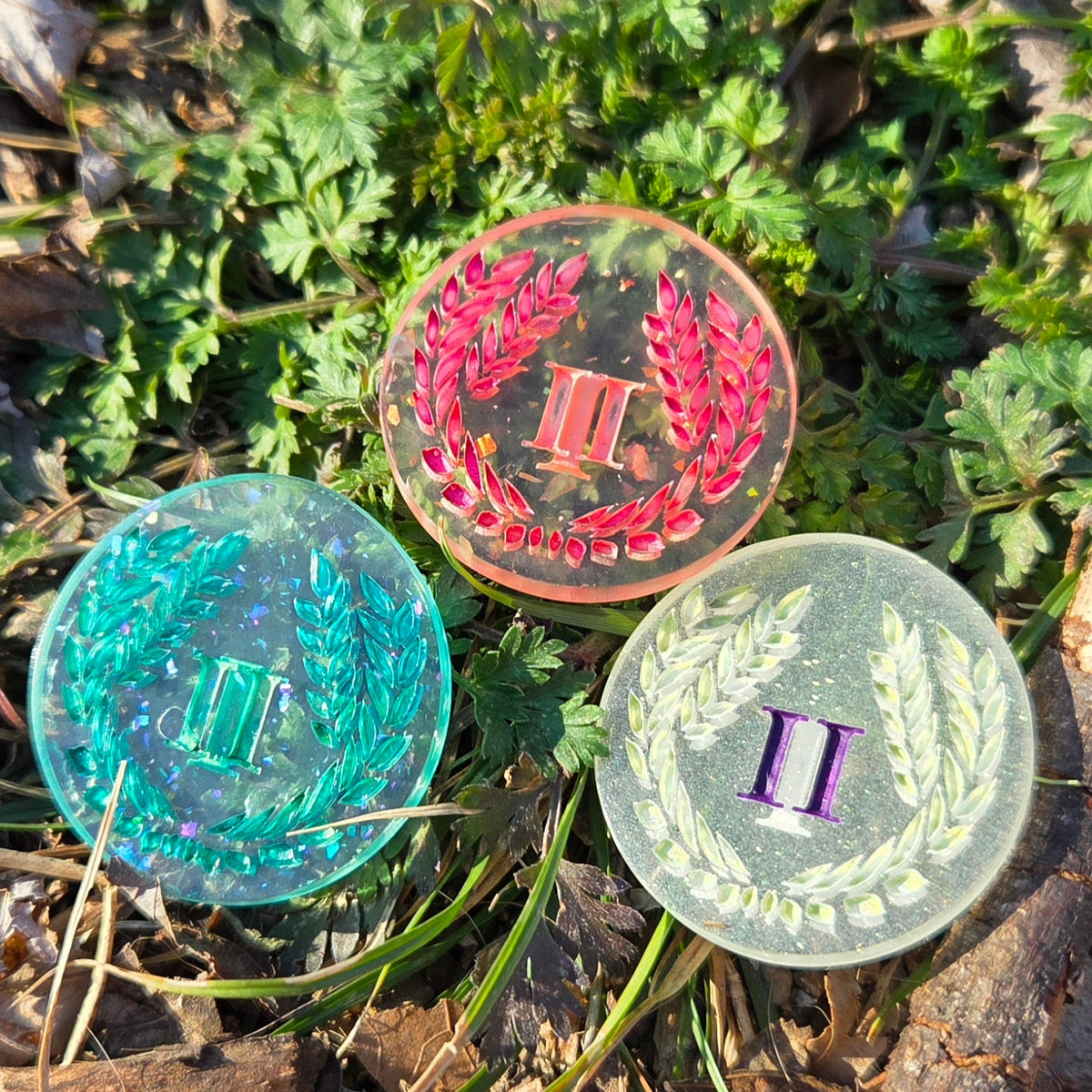 'In My Roman Era' Individual Roman Numeral Handmade Resin D2 Gaming TTRPG Chance Flip