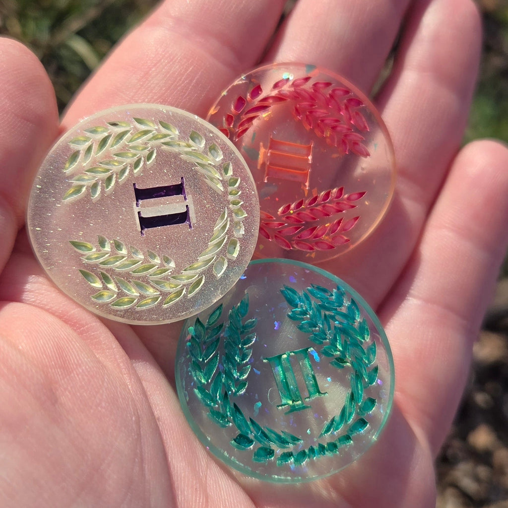 'In My Roman Era' Individual Roman Numeral Handmade Resin D2 Gaming TTRPG Chance Flip