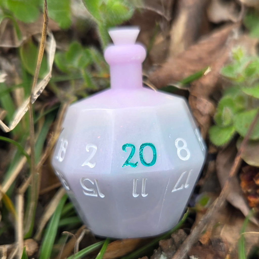 Individual Potion Bottle Alternative Shaped Functional TTRPG Handmade Resin D20 Gaming Dice Glow in the Dark