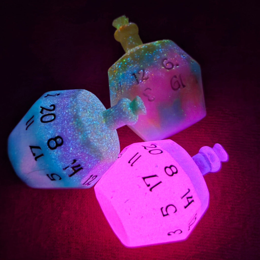 Individual Potion Bottle Alternative Shaped Functional TTRPG Handmade Resin D20 Gaming Dice Glow in the Dark