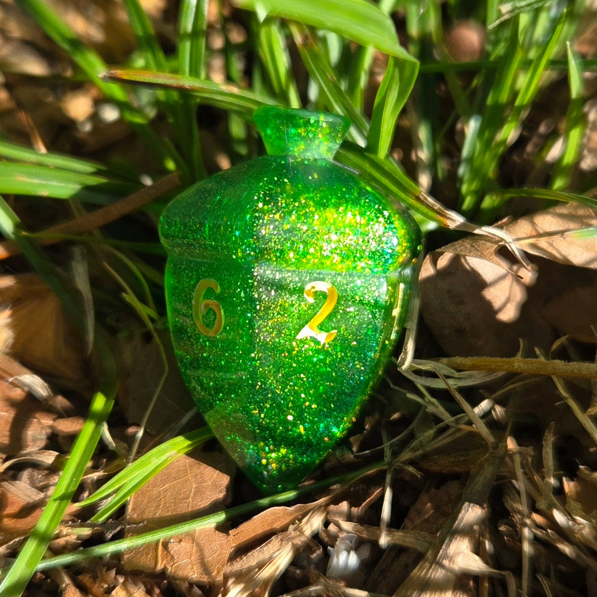 OOAK Individual Spinning Acorn Top Handmade Resin D6 Dice