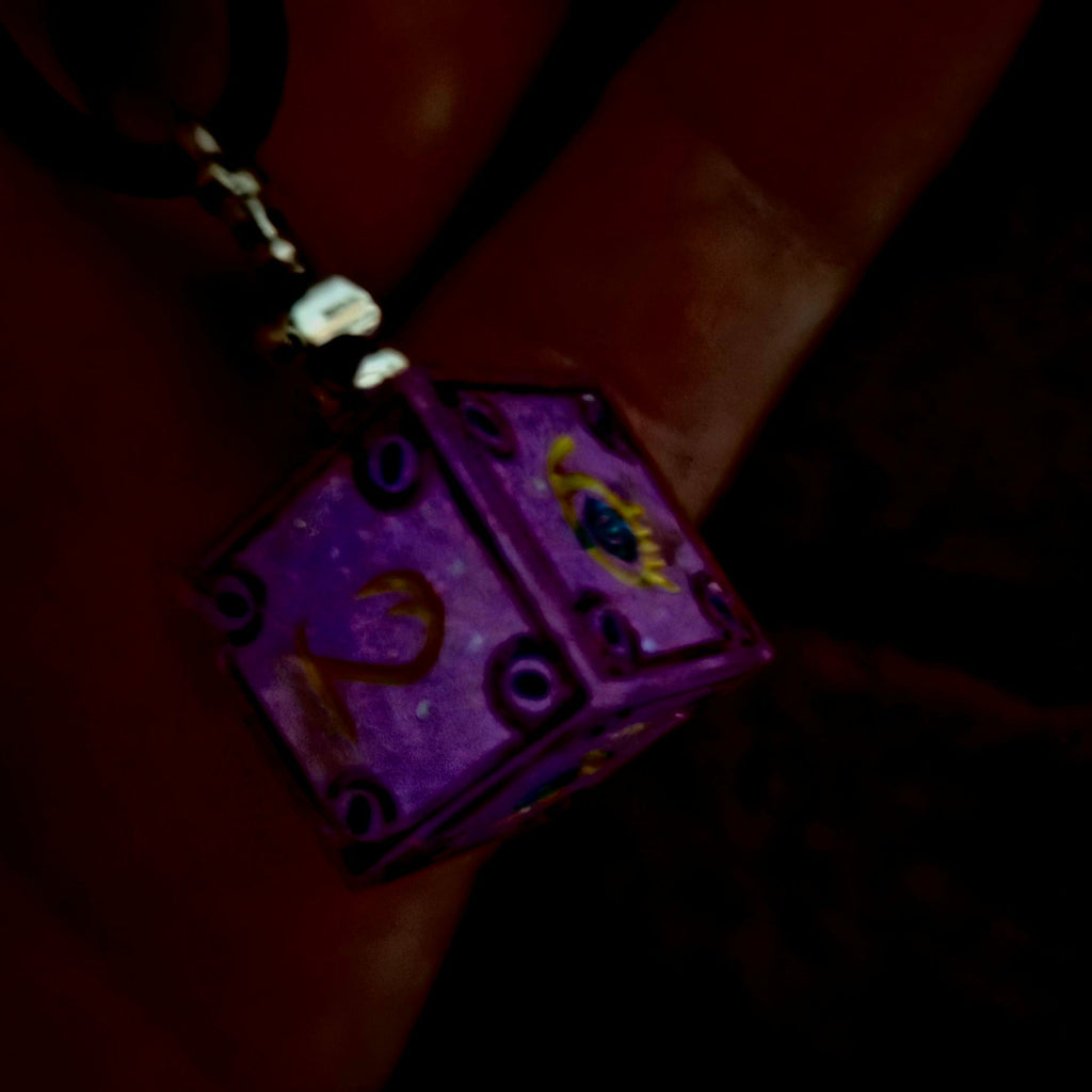 'Dragon’s Hoard' Individual Mimic Style Handmade Resin OOAK D6 Dice Pendant Necklace