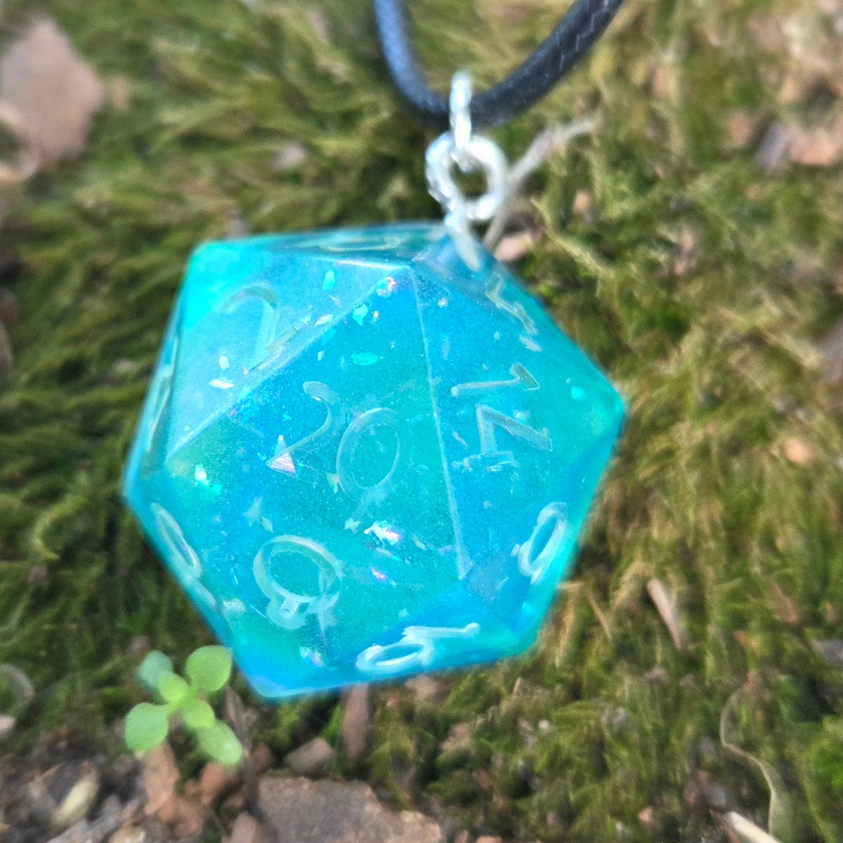 Individual Glow in the Dark Colorshifting Handmade Resin Half D20 TTRPG Polyhedral Gaming Dice Pendant Necklaces