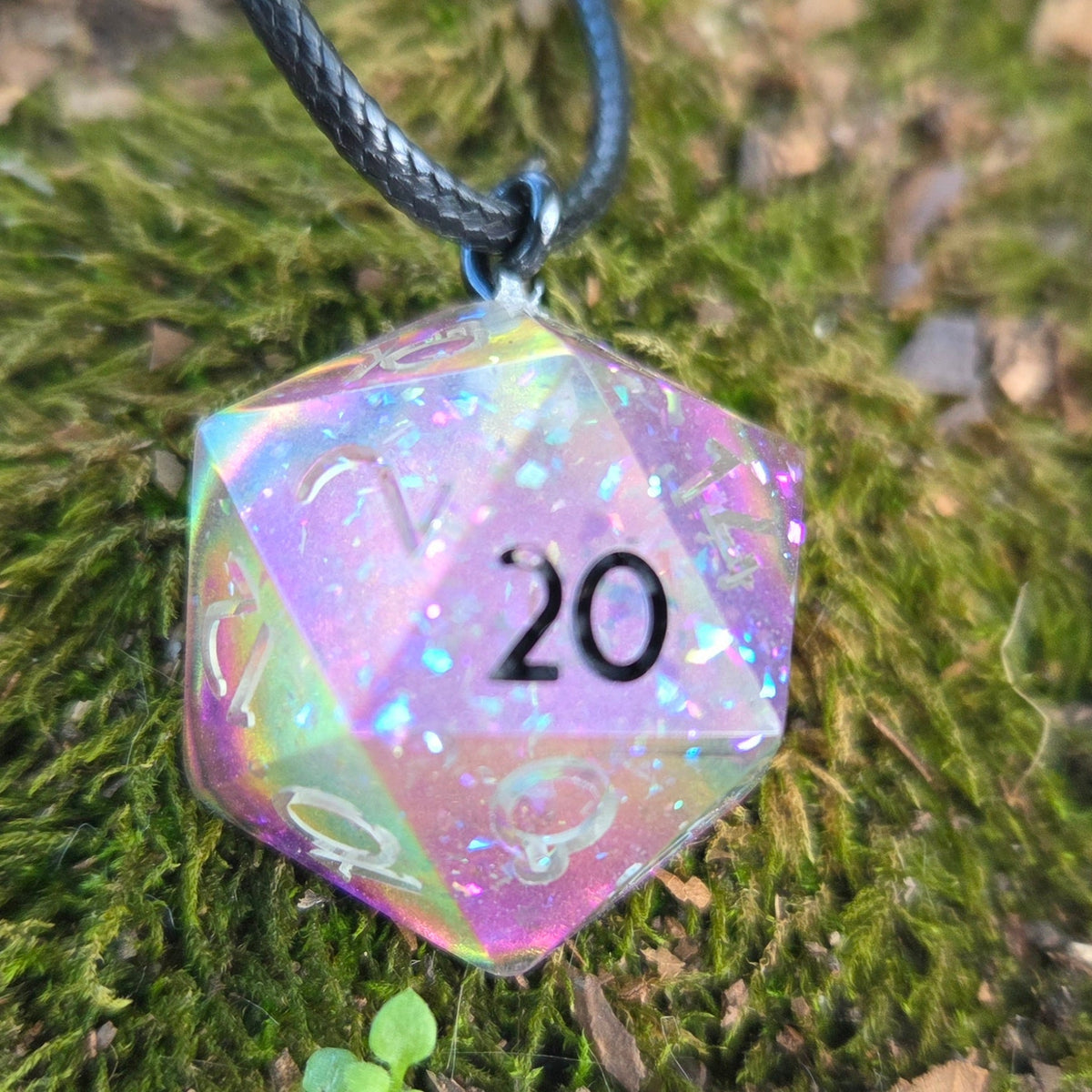 Individual Glow in the Dark Colorshifting Handmade Resin Half D20 TTRPG Polyhedral Gaming Dice Pendant Necklaces