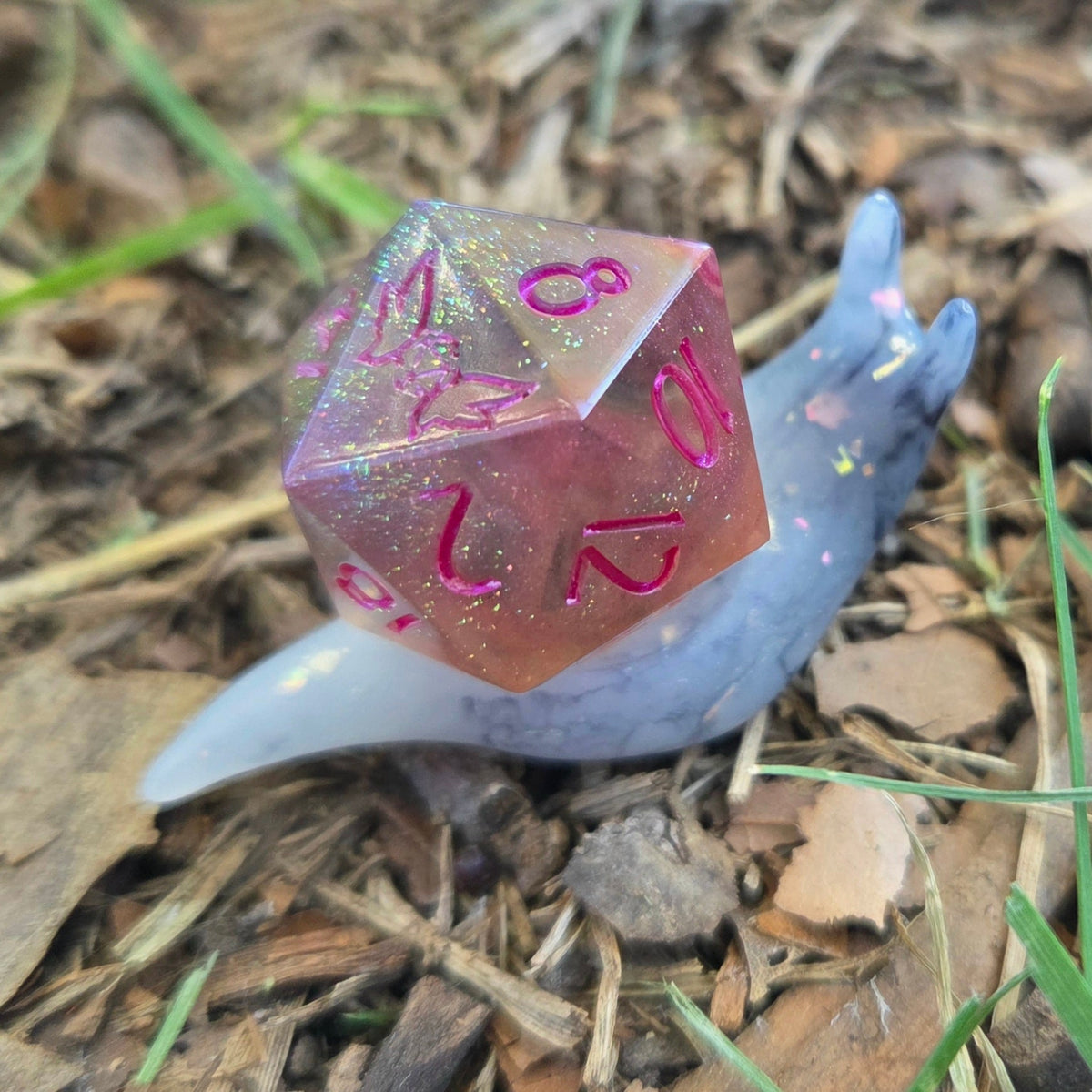 Individual Handmade OOAK Glow in the Dark Dice Snail Pins