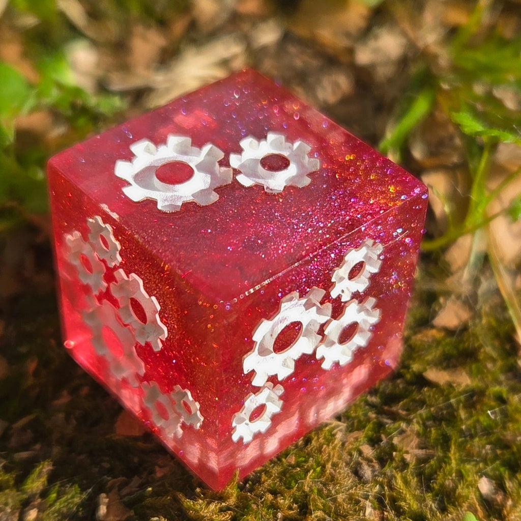 'Grinding Gears' Individual Oversized Handmade Resin Steampunk Gears TTRPG Polyhedral 20mm Gaming Dice