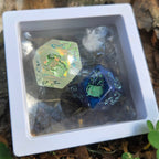 'Ribbity Bobbity BOO!' Handmade Colorshifting Glow in the Dark Daggerheart 20mm Oversized D12 Day & Night Themed Pair TTRPG Duality Dice