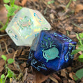 'Ribbity Bobbity BOO!' Handmade Colorshifting Glow in the Dark Daggerheart 20mm Oversized D12 Day & Night Themed Pair TTRPG Duality Dice