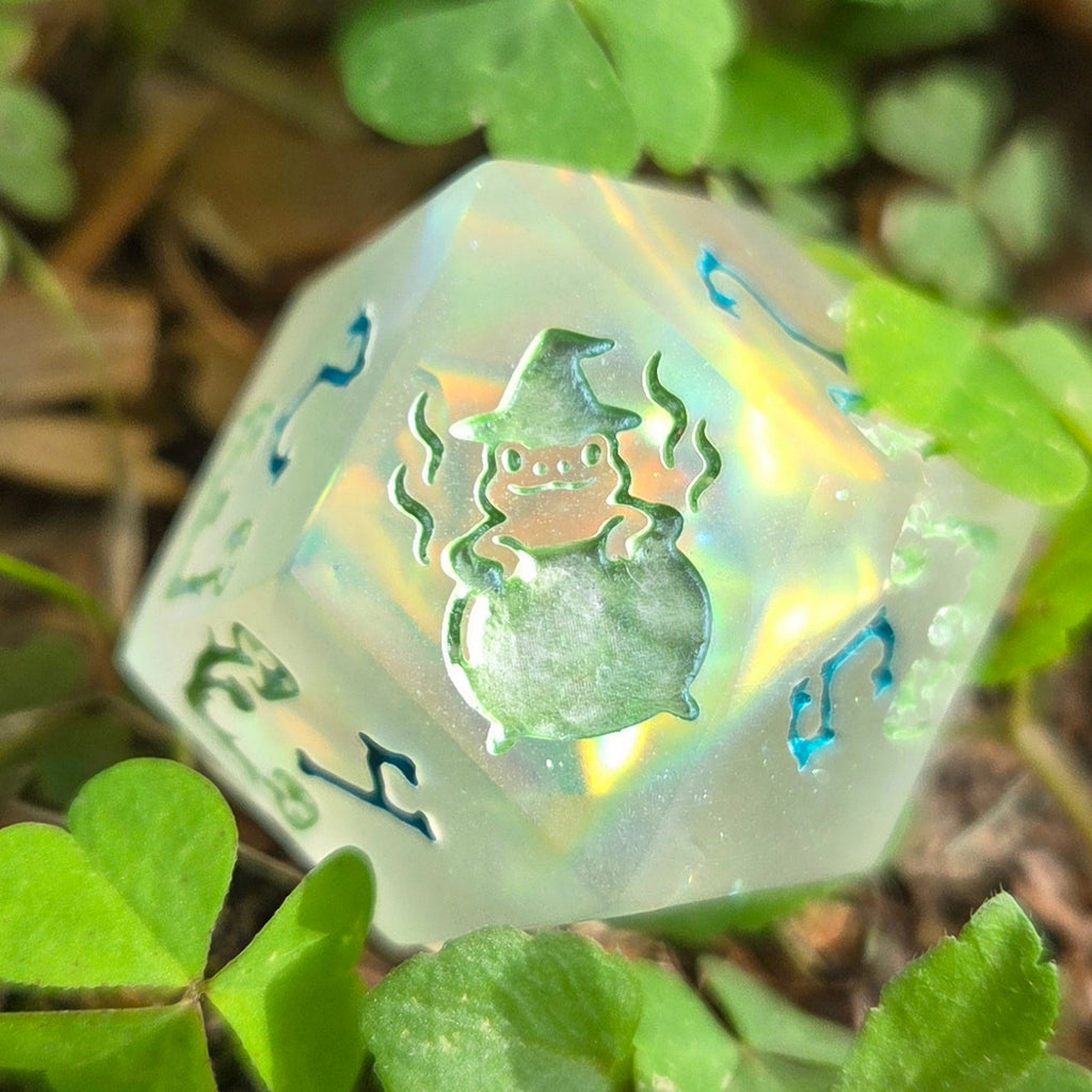 'Ribbity Bobbity BOO!' Handmade Colorshifting Glow in the Dark Daggerheart 20mm Oversized D12 Day & Night Themed Pair TTRPG Duality Dice