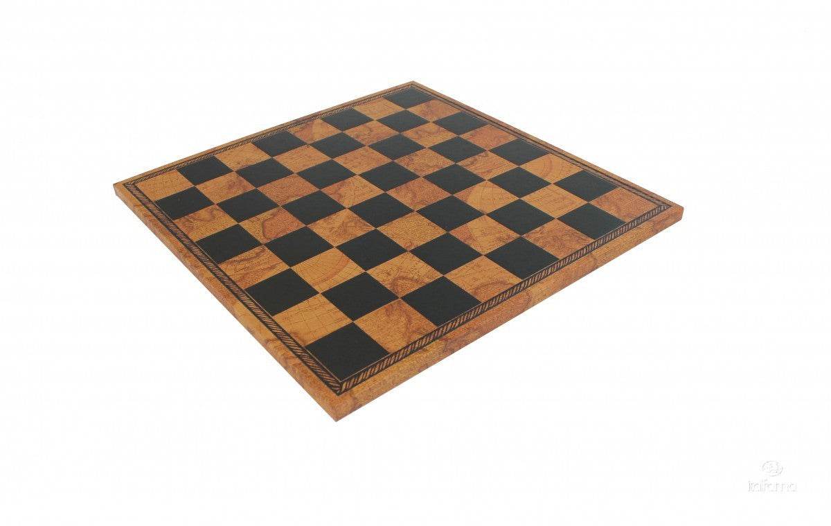 Chess Board - Faux Leather - Old Map Design - 
