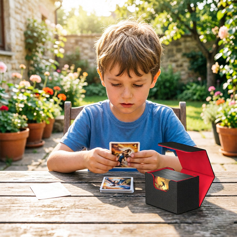 Magnetic Trading Card Storage Box - 100 Card Capacity (Sleeved), Waterproof & Stain Proof Collectoe
