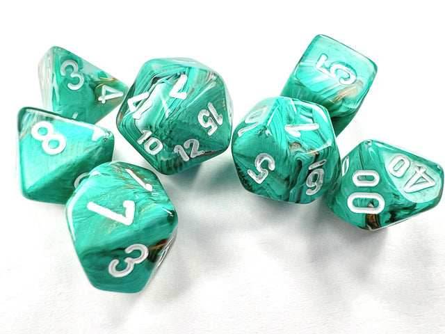 Marble Mini-Polyhedral Oxi-Copper /white 7-Die Set (Mini Poly Release 2) - 