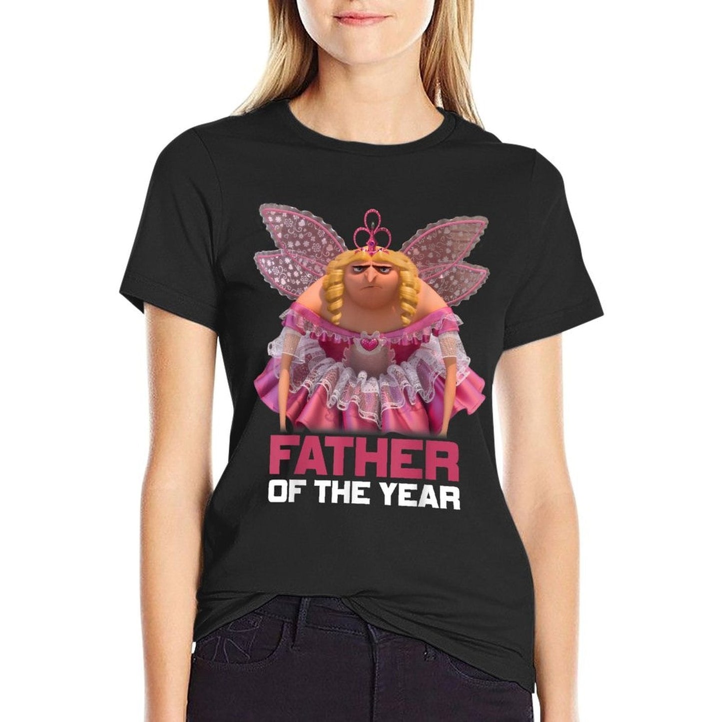 Despicable Me Minions Gru Fairy Father Graphic  Rolled Sleeves T-Shirt