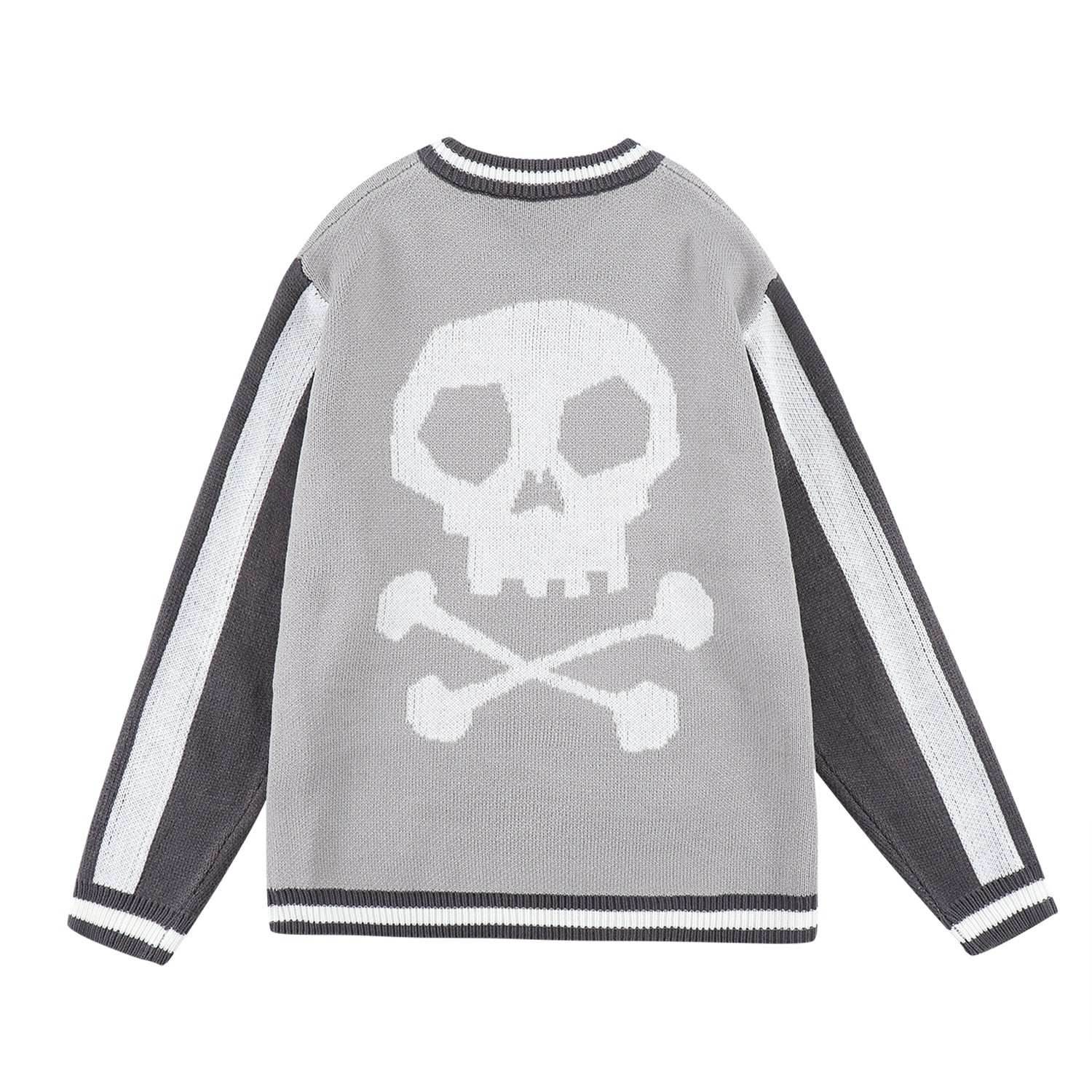 Easy Skull Knit Bomber Jacket - Blue / M