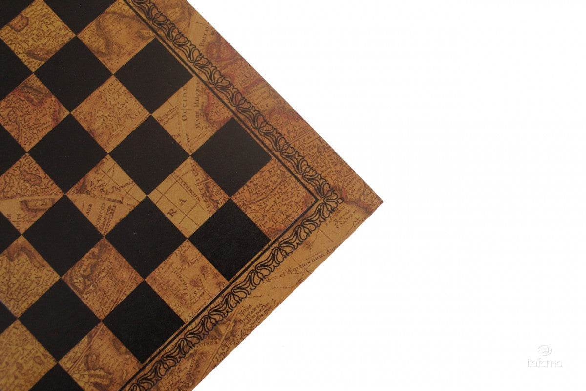 Chess Board - Faux Leather - Old Map Design - 