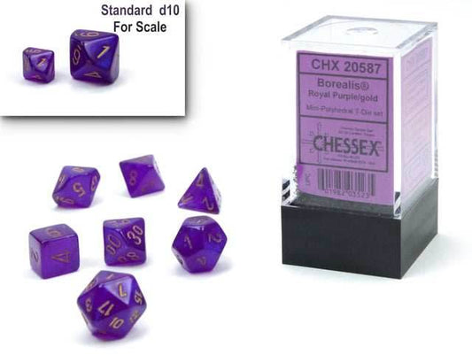 Borealis® Mini-Polyhedral Royal Purple/gold Luminary™ 7-Die Set (Mini Poly Release 1) - 