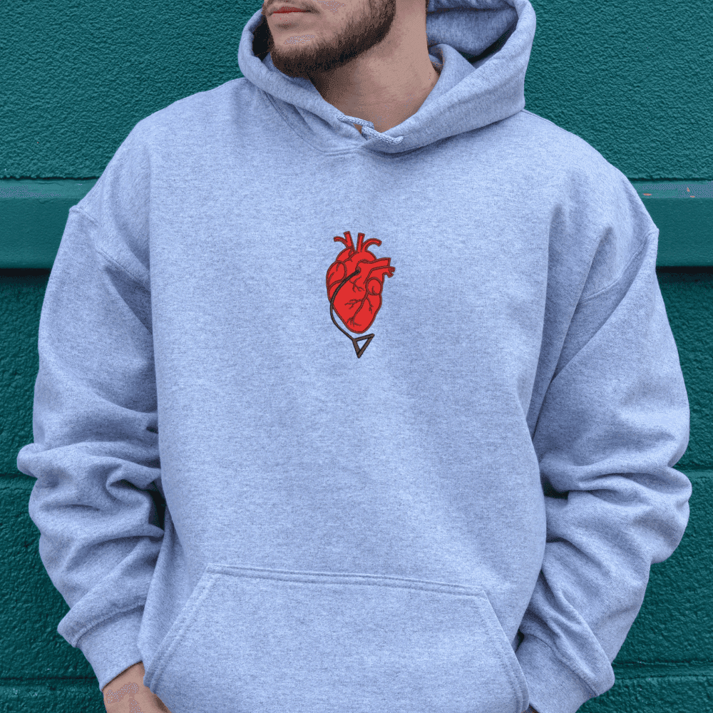 Pochita Heart Embroidered Premium Anime Hoodie - Black / S