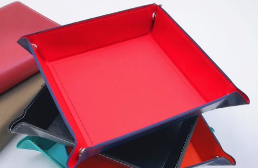 Foldable Storage Box PU Leather Quadrilateral Tray Dice Table Games Key Wallet Coin Box Tray Desktop Storage Box-DungeonDice1