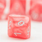 Red Macaron 7-Dice Blend Set w/White Numbers - 