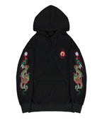 KH9005 Green Dragon Embroidery Hoodie - Black / S