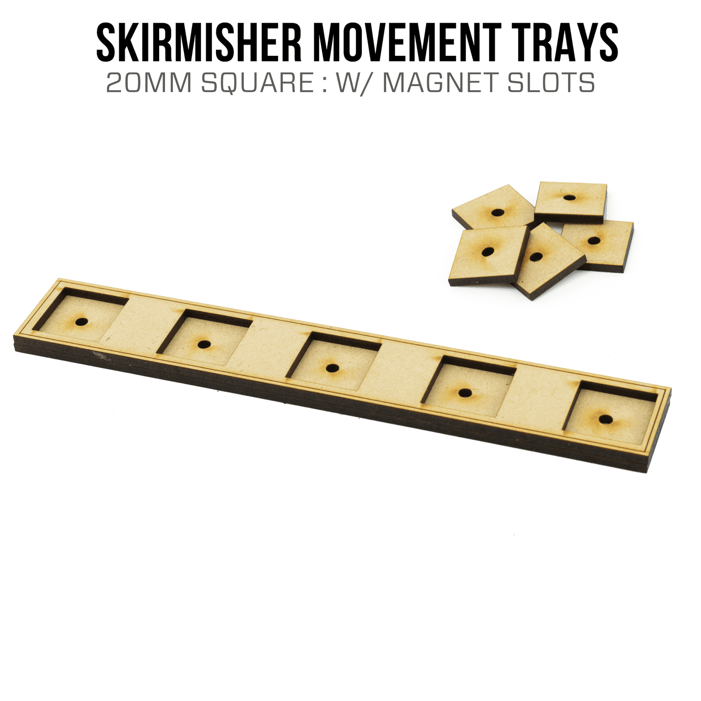 Skirmisher Movement Trays - 20mm Square / Pre-Cut Magnet Slots