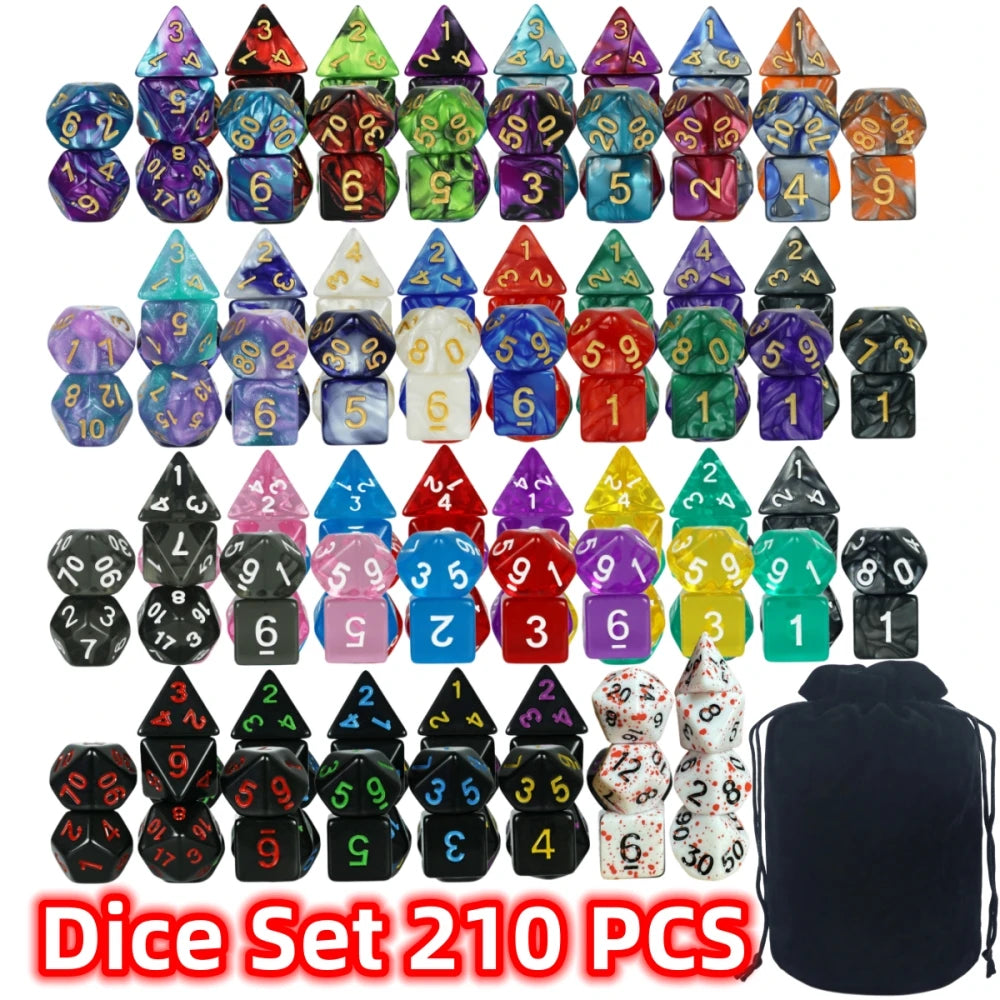 210pcs Polyhedral Dice with Bag ,30 Sets DND Dice  Set , T&G Dice Set for D&D, RPG, Table Games