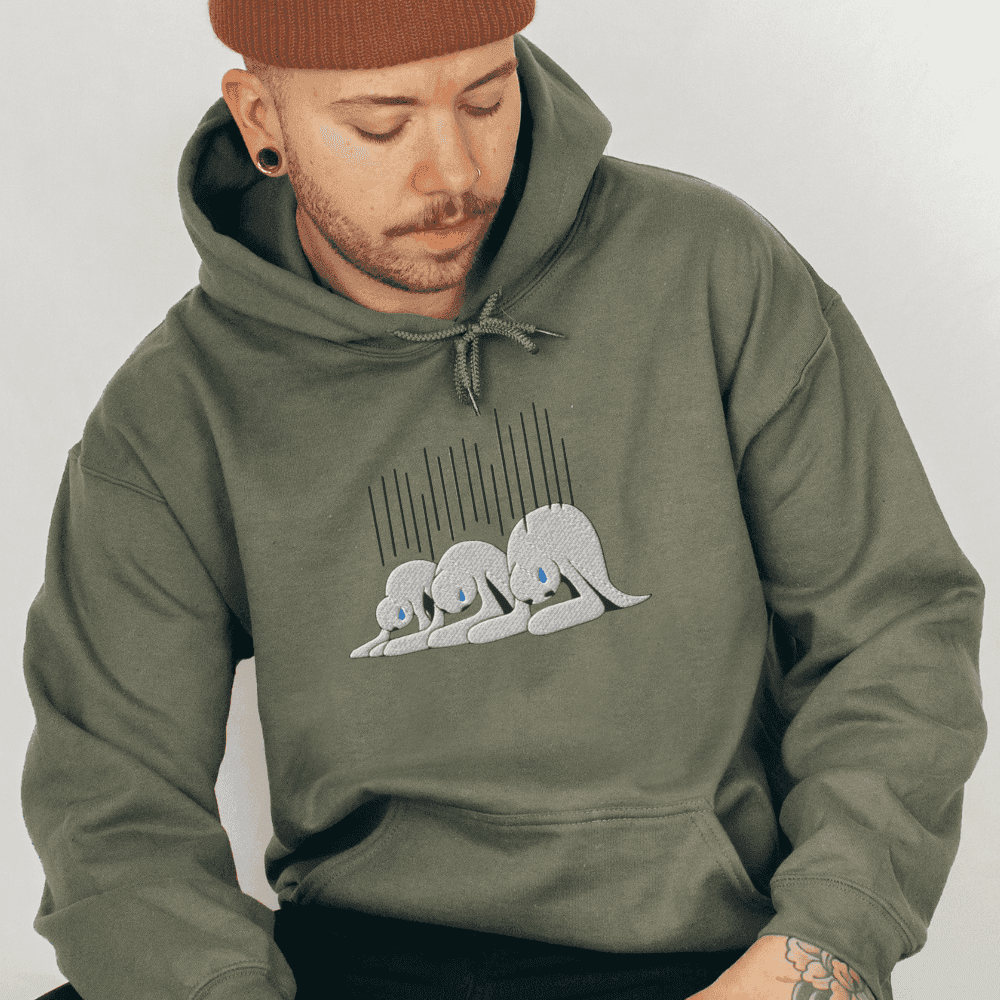 Negative Hallows Embroidered Premium Unisex Anime Hoodie - Navy / S