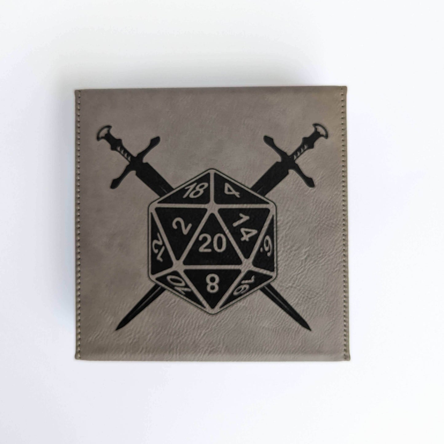 D20 Swords - Vegan Leather Dice Box - Chestnut