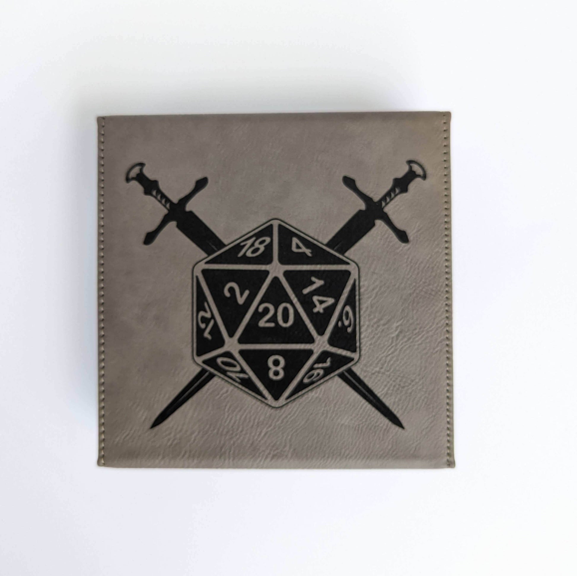 D20 Swords - Vegan Leather Dice Box - Chestnut