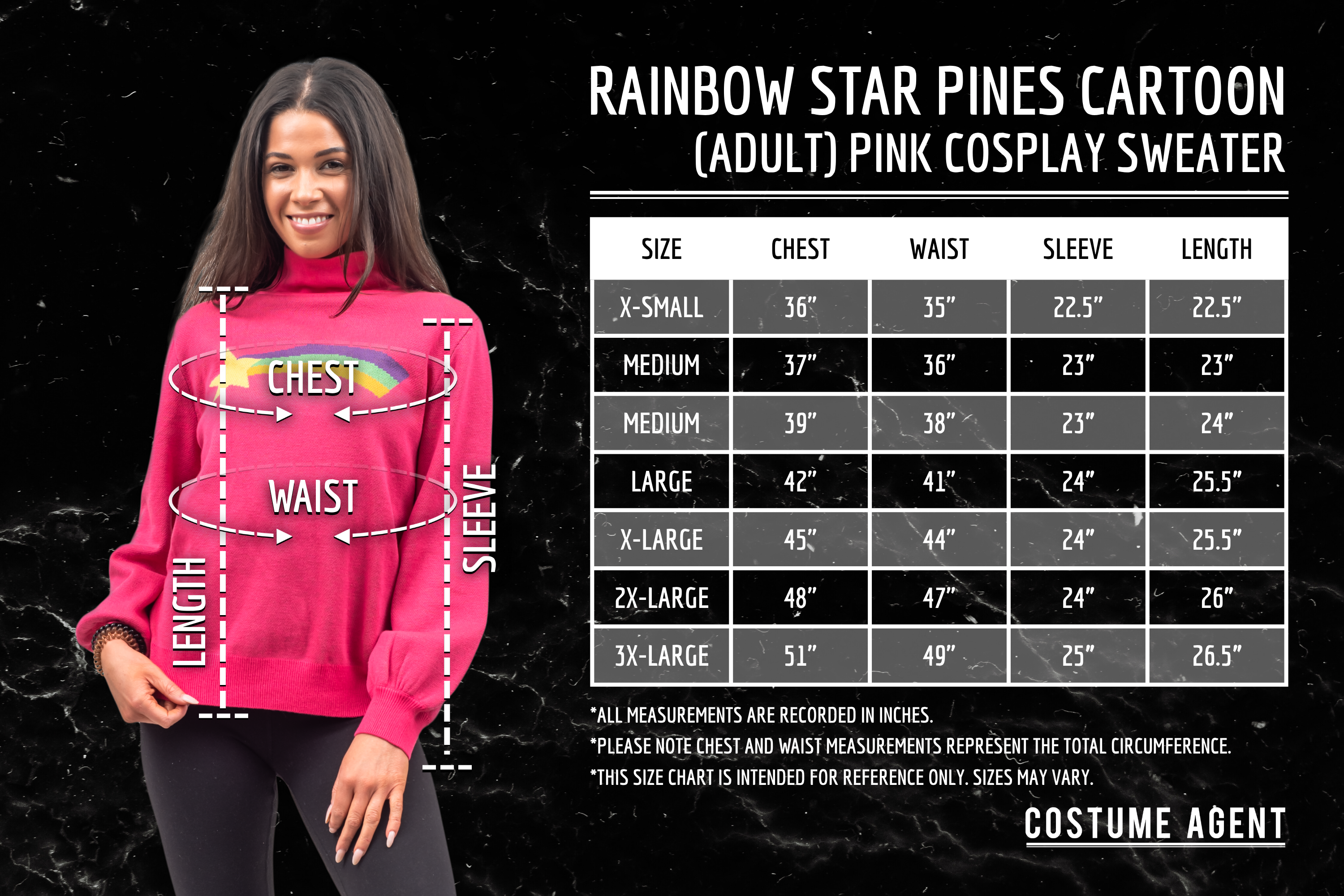 Rainbow Star Pink Pines Cartoon Sweater Halloween Costume Cosplay