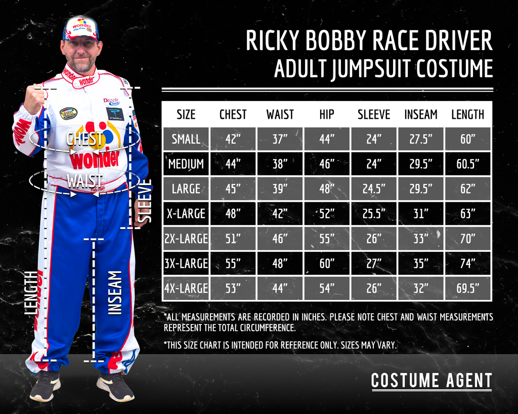 Ricky Bobby Driver Deluxe Jumpsuit and Hat Halloween Costume Cosplay