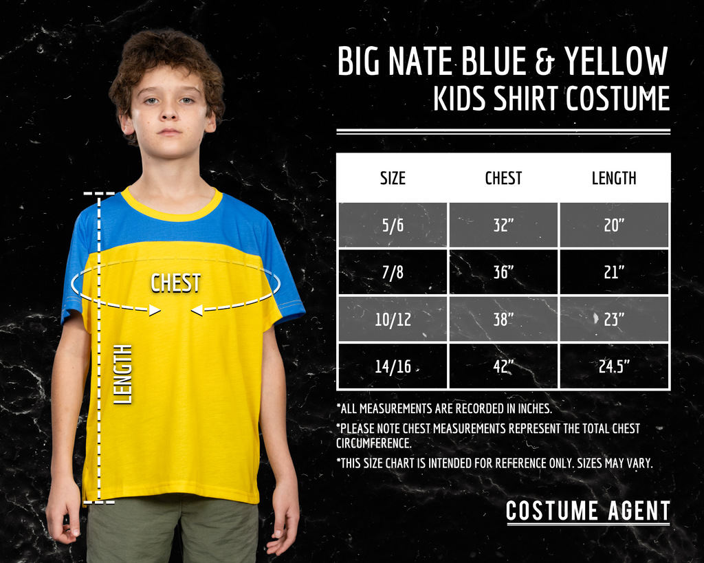 Big Nate Blue & Yellow Kids Shirt Halloween Costume Cosplay