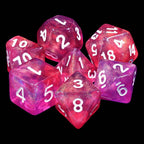 Carbon Stars Pink/Purple Glitter 7-Dice Set by HendgaDice - 