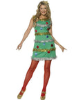 Women's Christmas Tree Adult Costume Dress and Headband Size Small 4-6
